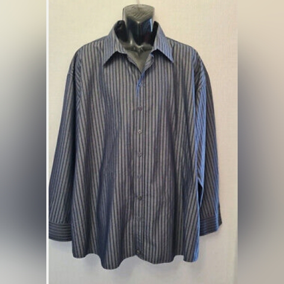 Farah Other - Farah shirt striped size 3XL XXL long sleeve grey with blue stripes casual